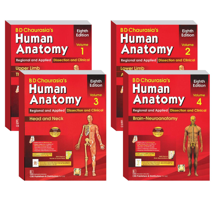 B D Chaurasia Human Anatomy 4 Volume Set ( Vol.1 to Vol 4)