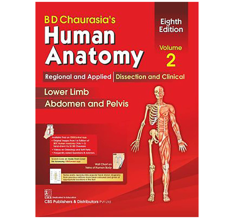 Bd Chaurasia'S Human Anatomy: Regional & Applied (Dissection & Clinical) Vol. 2: Lower Limb, Abdomen & Pelvis, 8E (In 4 Vols.) With Wall Chart