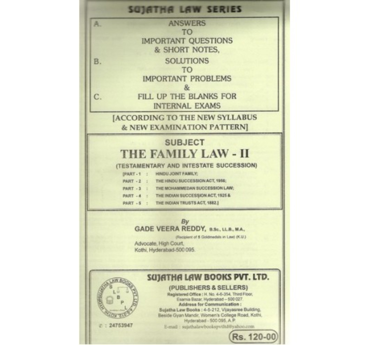 Sujatha's Notes on Family Law-II For B.S.L & L.L.B by Gade Veera Reddy